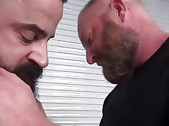 Tattoo daddy bareback fucked by in warehouse