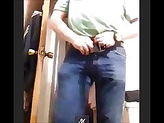 mexican daddy bear wanking his cock