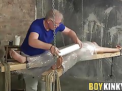 Horny Justin getting his big cock milked by master