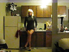 Tranny posing in dress and heels