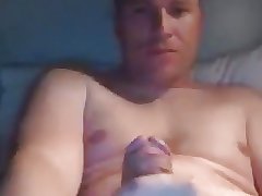 Daddy stroking his very fat cock