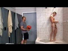 Hot soccer studs in the shower