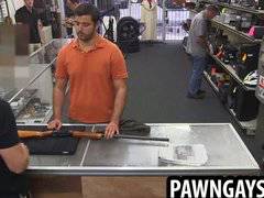 Stud jerks it at the pawn shop