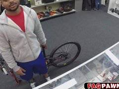 Black dude sell himself as a toy in a shop