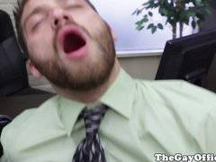 Andrew Stark in an office threeway