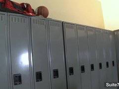Horny jocks fuck in the locker room