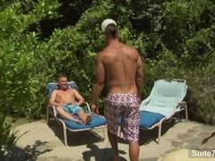 Sexy gays fucking in outdoor pool