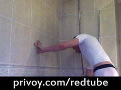 ripped teen teases in shower