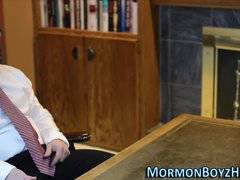 Religious mormons tug rod