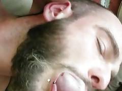 Bearded guy loves cum in his mouth