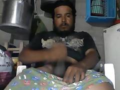 Latino with funny boxers jerking off