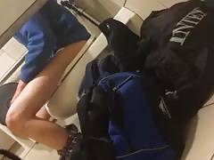 Spying on hostel roommate jerking off in the bathroom