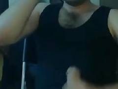 Very handsome turkish dude stroking while talks on phone